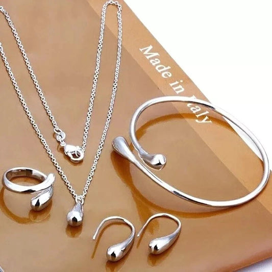 Silver Water Drop Set of 4 Jewellry