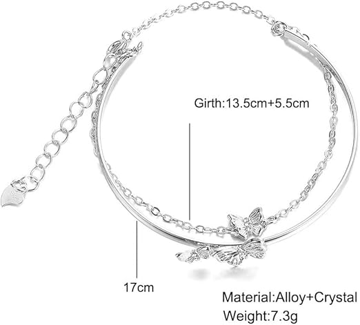 Butterfly Double Layered Bangle Cuff Bracelet