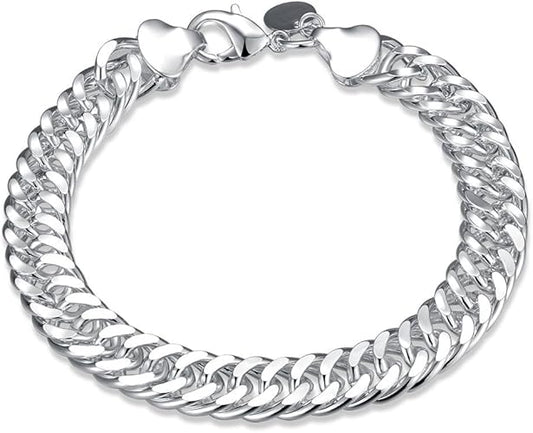 Woven Figaro Chain Silver Bracelet