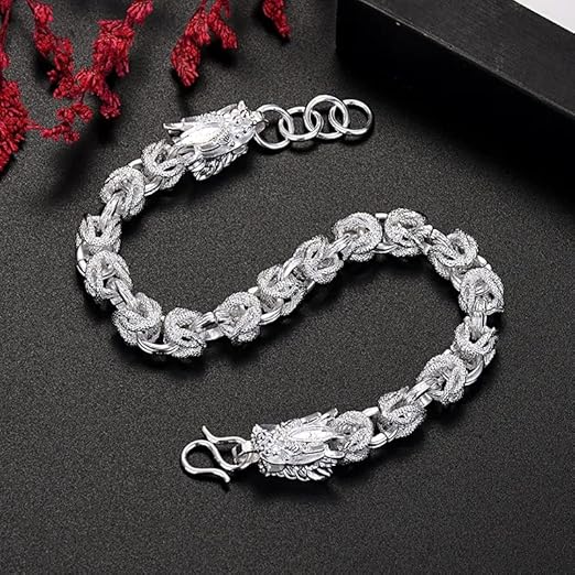 Dragon Head Engrave Link Chain Bracelet