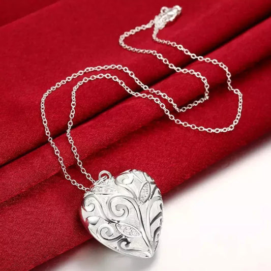 Silver Heart Locket Necklace