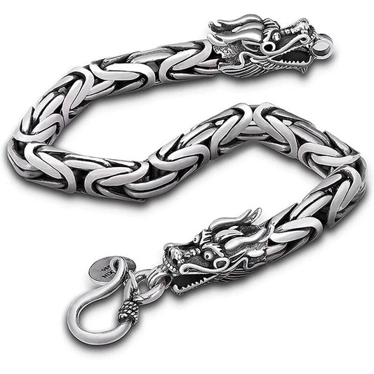 Double Headed Viking Dragon Scale Link Bangle