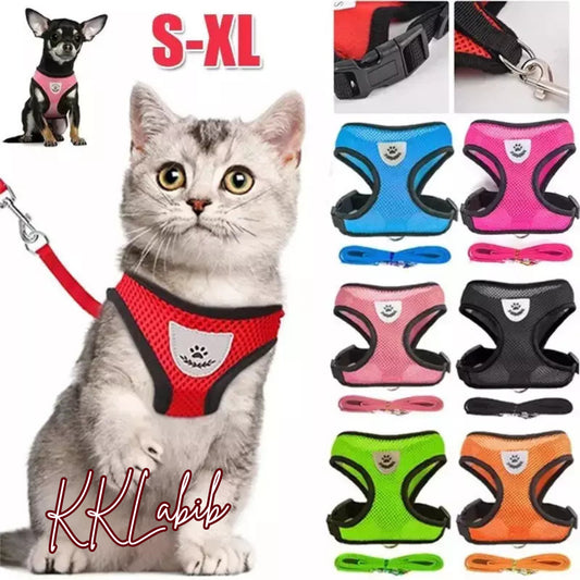 Pet Cat Dog Harness Vest Walking Lead Leash for Cat Puppy Dogs Collar Adjustable