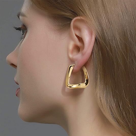 Geometric Twisted Triangle Hoop Earrings