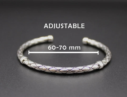 925 Sterling Silver Vintage Open Bangle Thai Handmade Twisted Cuff Bracelet UK