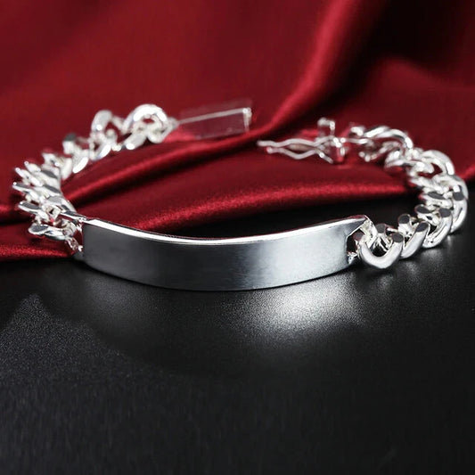925 Sterling Silver Bracelet 10MM Figaro Classic Chain Men Women Fashion Jewelry
