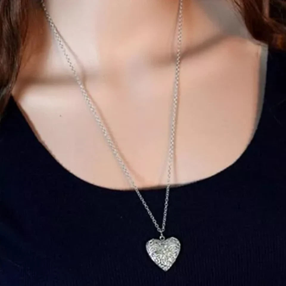 Silver Heart Locket Necklace