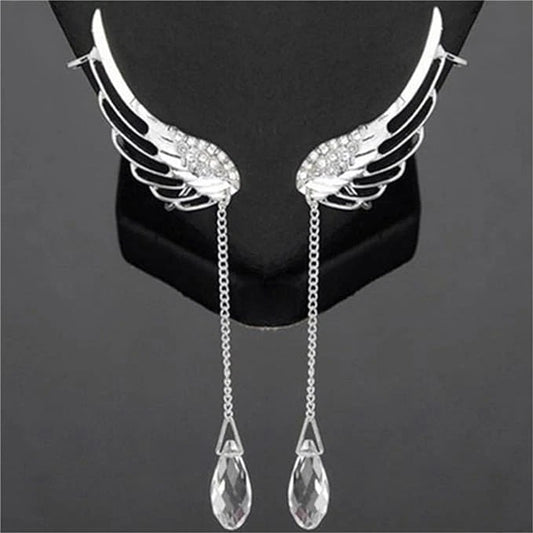 Crystal Angel Wing Drop Dangle Earrings