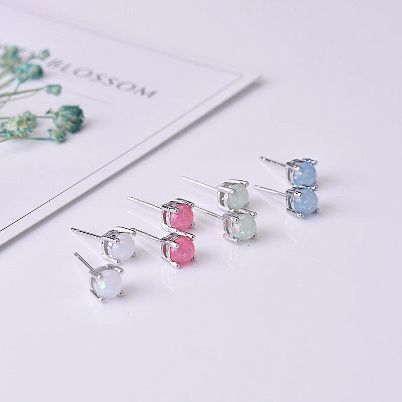 Silver Opal Studs Earrings