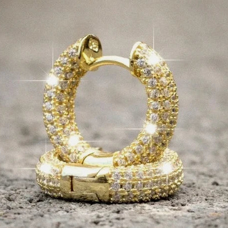 Mens Fully Iced Zig Zag Set 925 Sterling Silver Cz Round Huggie Hoop Earrings UK