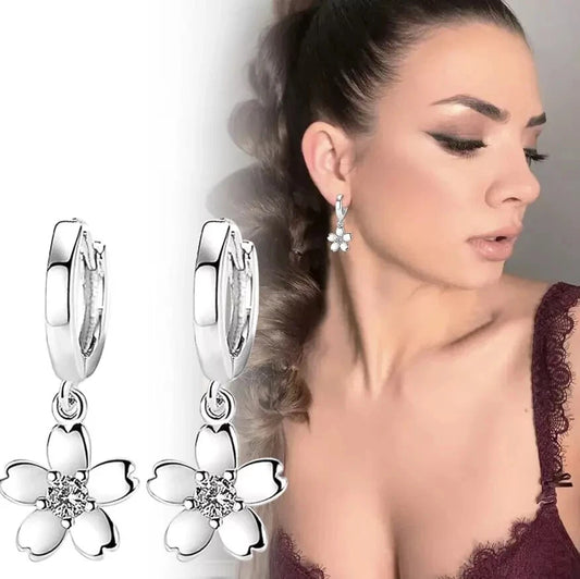 925 Sterling Silver Drop Dangle Earrings Simple Zircon Crystal Women Jewellry
