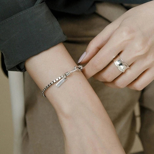 18cm Vintage 925 Sterling Silver Charm Box Chain Bracelet For Men Women Gift