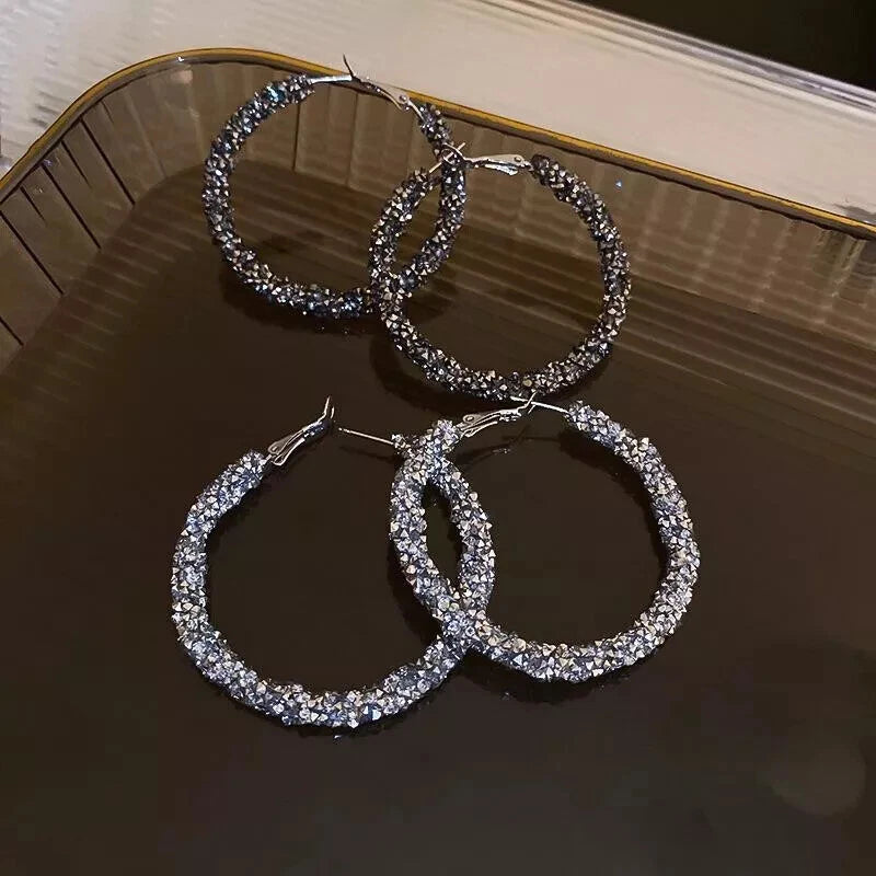 Shiny Glitter Pop Big Ring Circle Earrings