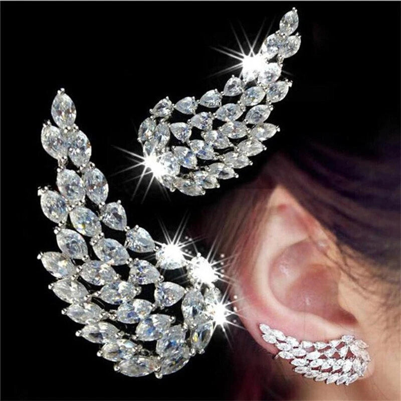 Angel Wings Cubic Zirconia Stud Earring