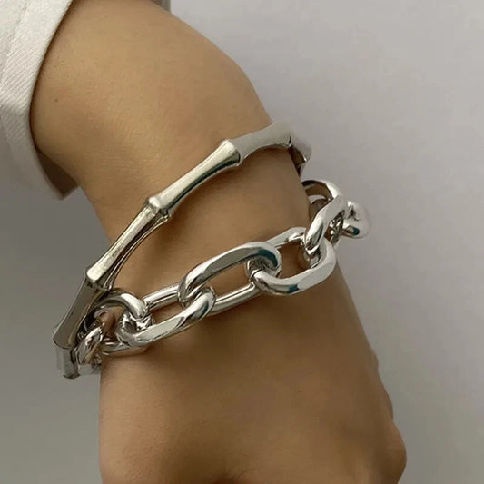 925 Sterling Street Link Chain Bracelet Carved Round Card Coin Set Of 2 UK Shop