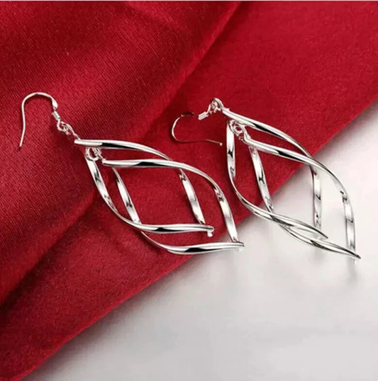 Twist Spiral Long Drop Dangle Earrings