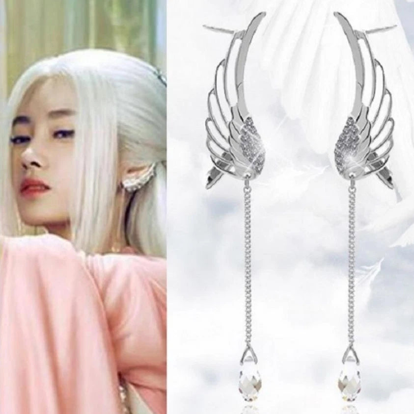 Crystal Angel Wing Drop Dangle Earrings