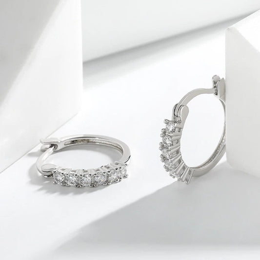 Shiny 925 Sterling Silver Stud Earrings Genuine Cubic Zirconia Women jewellery