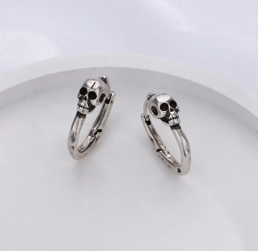 925 Solid Sterling Silver Skull Head Fashion Stud Earrings Halloween Gift