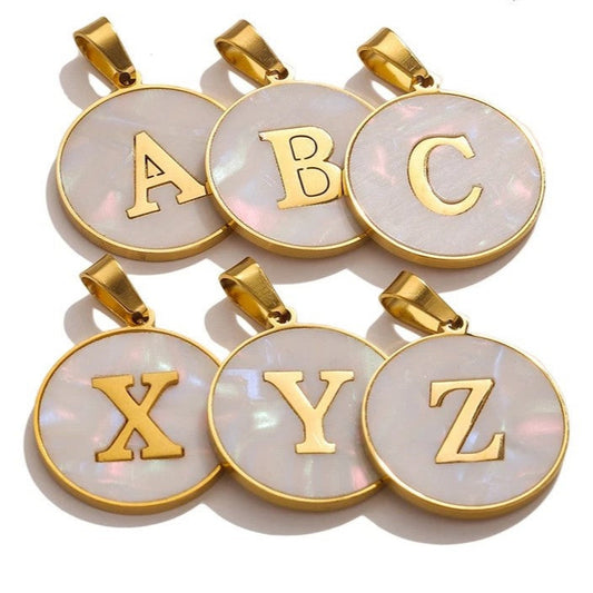 22mm A-Z Letter Alphabet Circle Pendant Initial Hang Fashion Jewellery Unisex UK