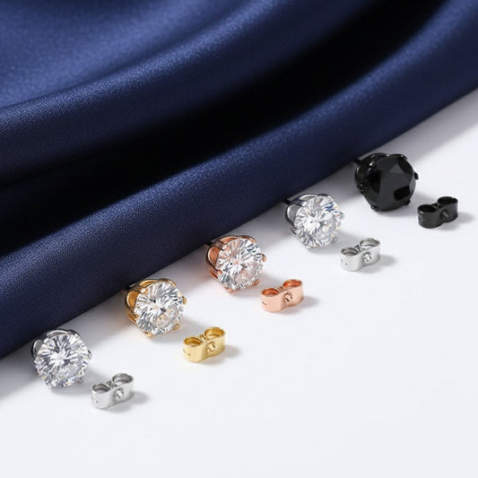 Women 925 Sterling Silver Cubic Zirconia Round Hexa Stud Earrings Jewellery UK