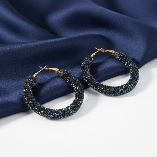 Rhinestone Circle Earrings Crystal Dangle