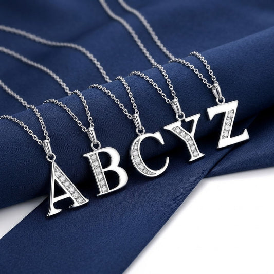 Stainless Steel Top Circle Alphabet Pendant. KK Labib