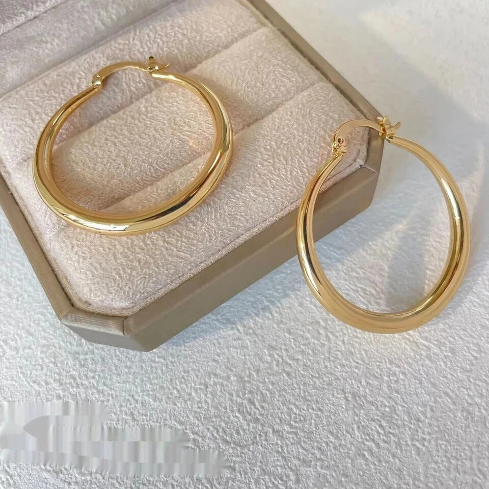 Plain Circle Round Hoop Earrings