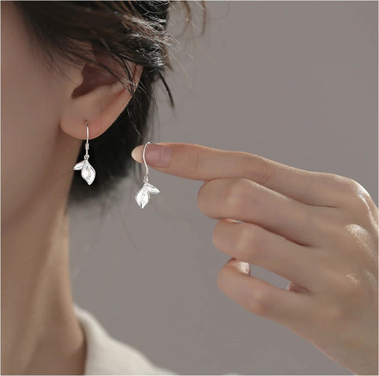 Flower Retro Leaf Petal Drop Hook Earrings