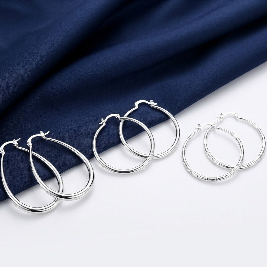 925 smooth circle big hoop earrings KK Labib