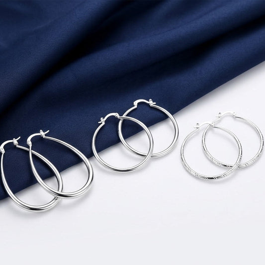 925 smooth circle big hoop earrings KK Labib