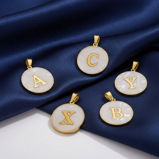 A-Z Letter Alphabet Circle Pendant