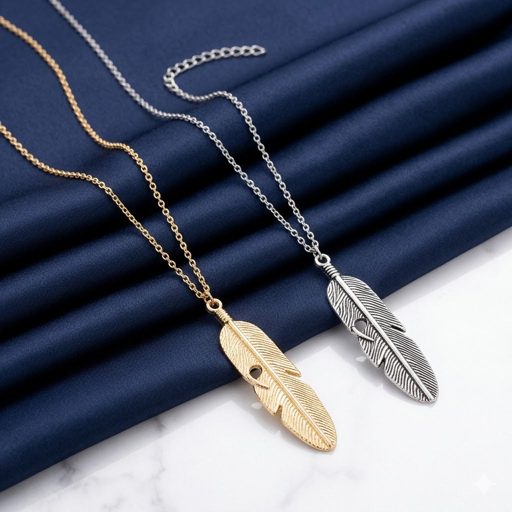 Feather Leaf Pendant Necklace. KK Labib