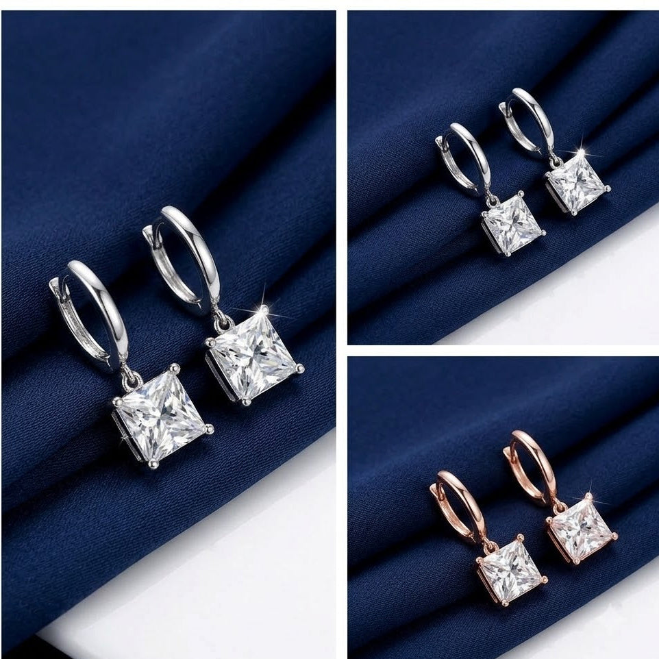 Square Zircon Hanging Earrings KK Labib