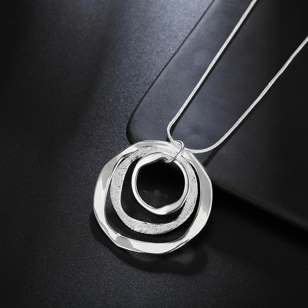 Triple Circle Geometric Ring Necklace