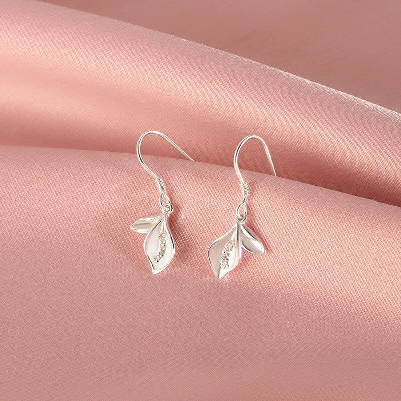 925 Sterling Silver Hook Dangle Flower Pearl Charm Earrings Women Jewellery Gift