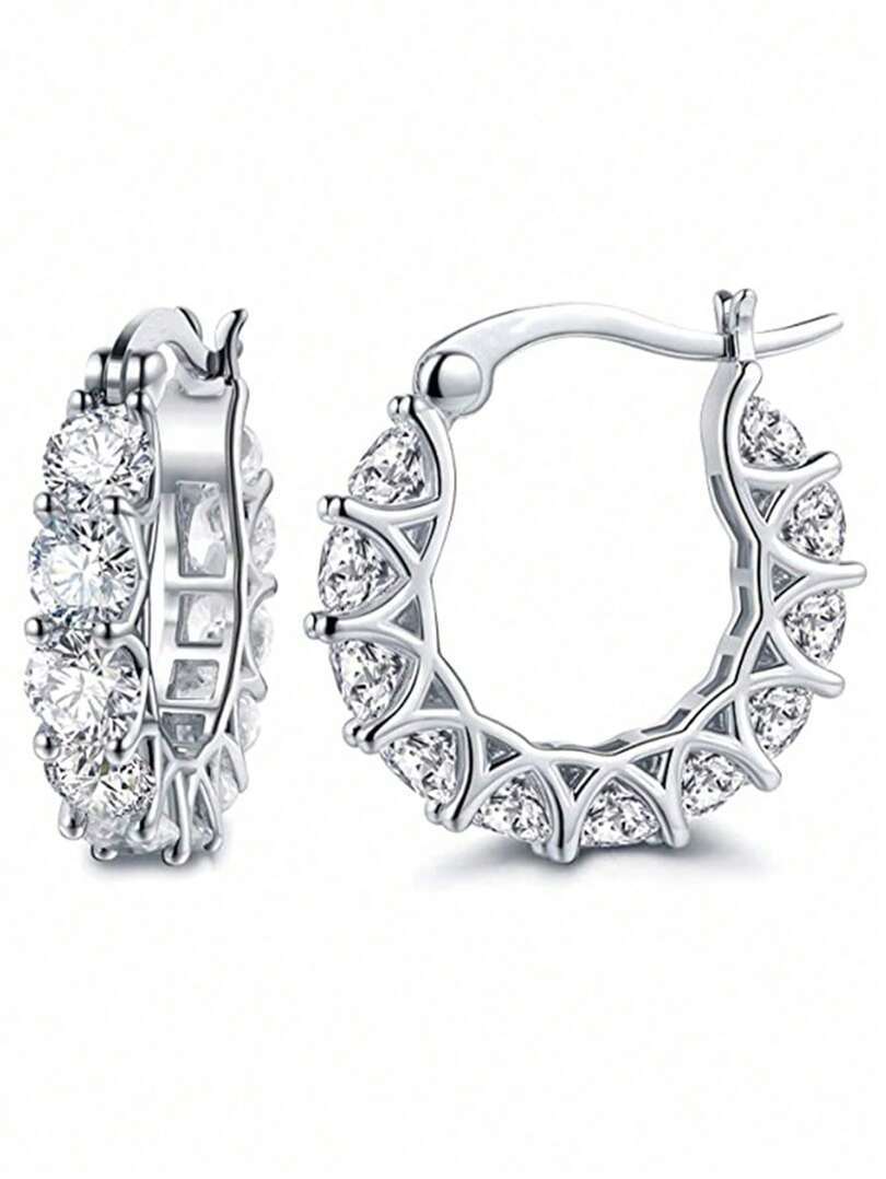 Cubic Zirconia Huggie Hoop Earrings