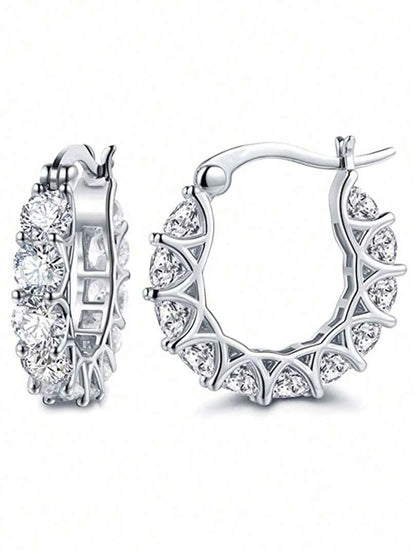 Cubic Zirconia Huggie Hoop Earrings