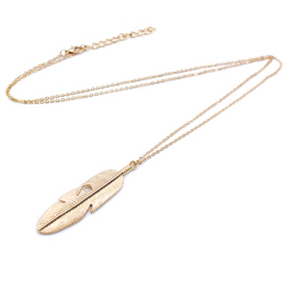 Feather Leaf Pendant Necklace. KK Labib