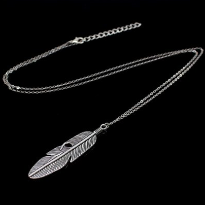 Feather Leaf Pendant Necklace. KK Labib