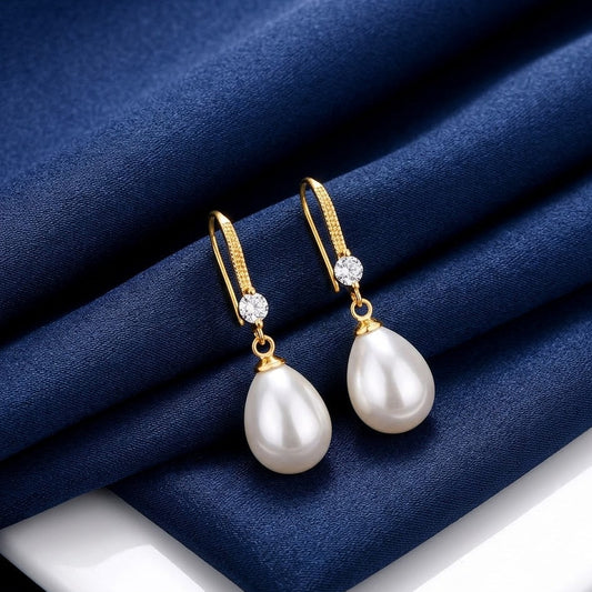 Oval Pearl Earrings, Silver KK Labib