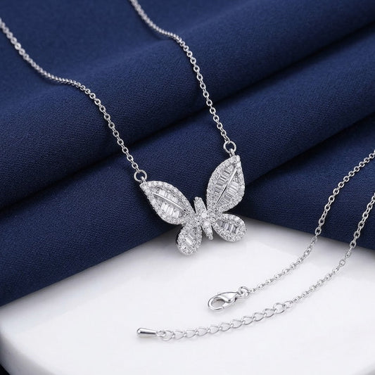 Butterfly inlaid zircon necklace. KK Labib