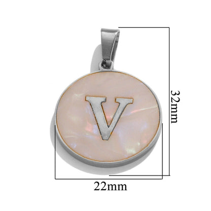 A-Z Letter Alphabet Circle Pendant
