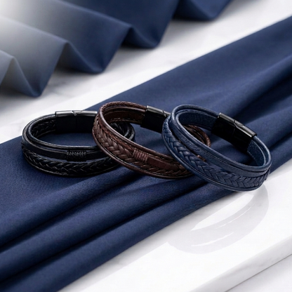 Magnetic Snap Bracelet Leather Rope KK Labib