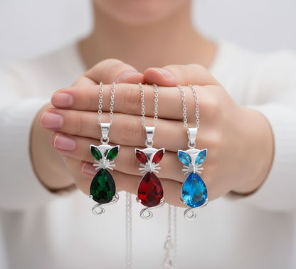 Crystal Amethyst Pendant Chain 925 Sterling Silver Necklace Women Jewellery Gift
