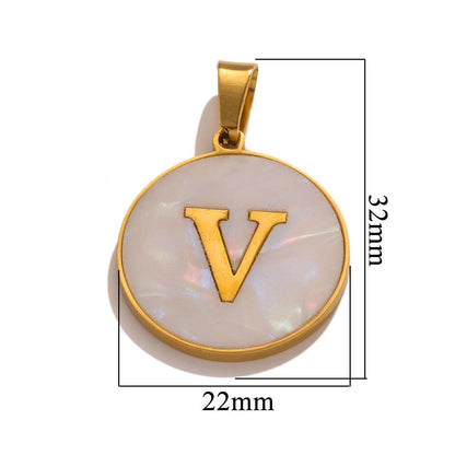 A-Z Letter Alphabet Circle Pendant