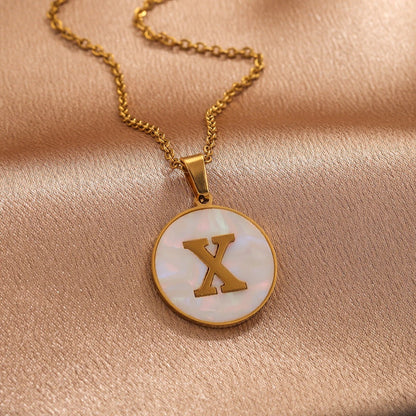 A-Z Letter Alphabet Circle Pendant