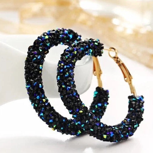 Rhinestone Circle Earrings Crystal Dangle