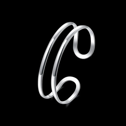 Double Line Open Bangle Cuff Bracelet
