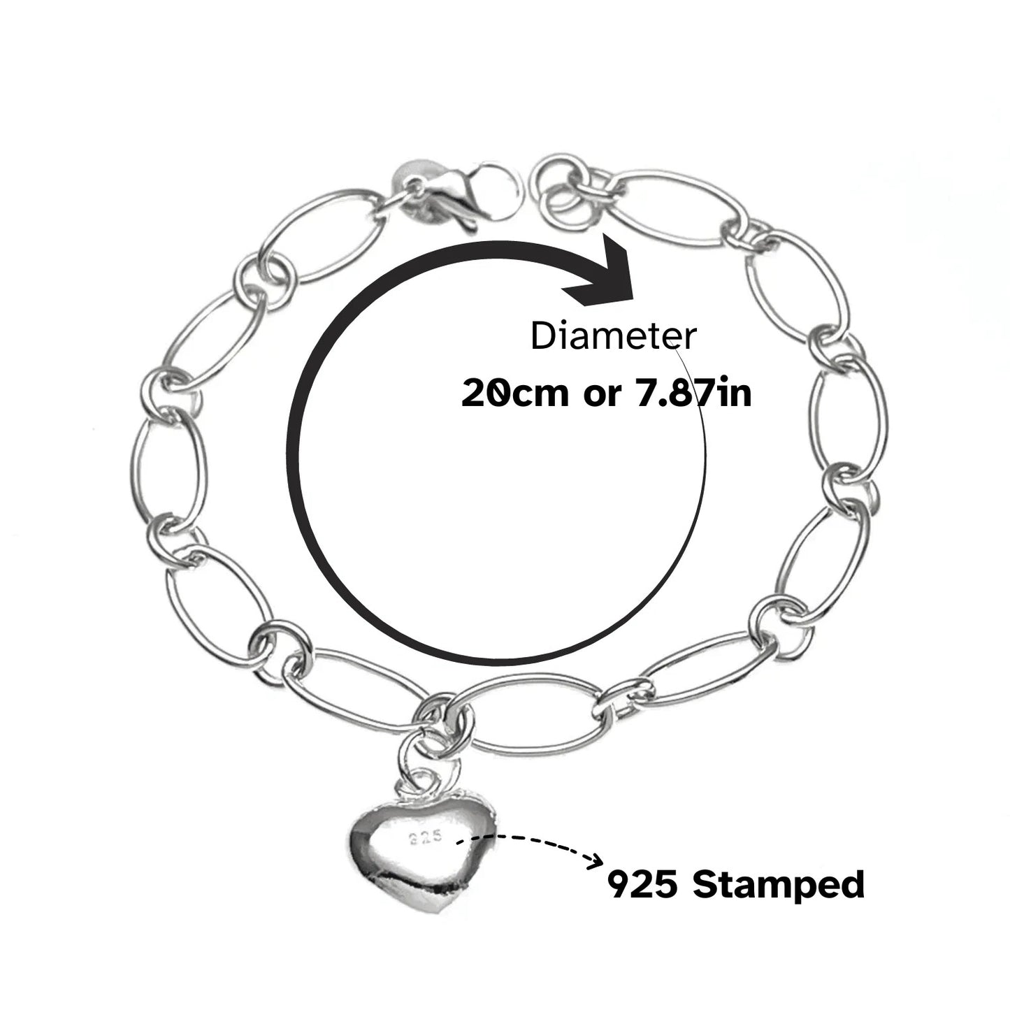Love Heart Chain Bracelet Pendant
